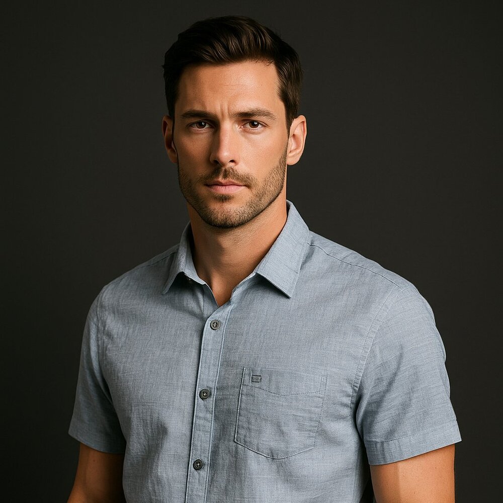 Travis Mathew Light Blue Short-Sleeve Button-Up Shirt – Size XL